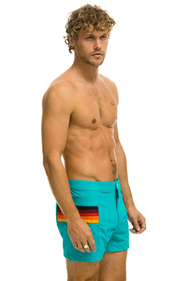 Men MEN039S HORIZONTAL 5 STRIPE FLEX SHORTS 8211 JADE Aviator Nation Shorts Men MEN039S HORIZONTAL 5 STRIPE FLEX SHORTS 8211 JADE Aviator Nation Shorts