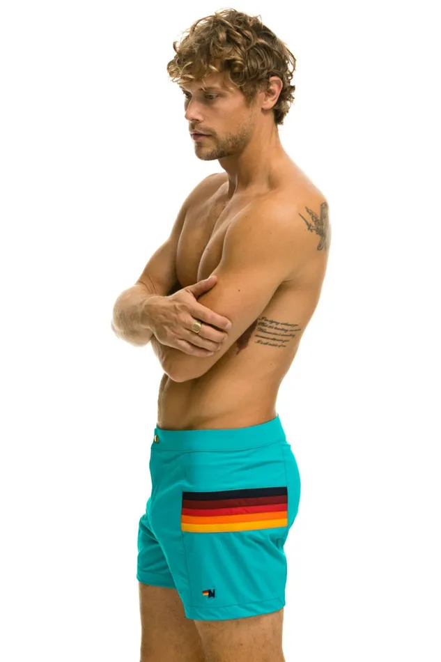 Men MEN039S HORIZONTAL 5 STRIPE FLEX SHORTS 8211 JADE Aviator Nation Shorts Men MEN039S HORIZONTAL 5 STRIPE FLEX SHORTS 8211 JADE Aviator Nation Shorts