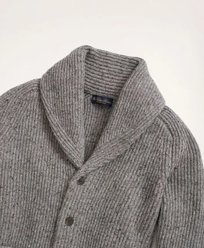 Men Merino Shawl Collar Cardigan Grey Brooks Brothers Sweaters