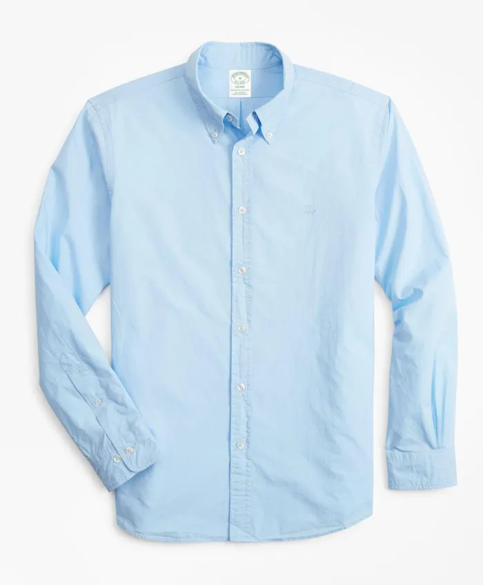 Men Milano Fit GarmentDyed Sport Shirt Light Blue Brooks Brothers Sport Shirts