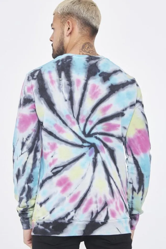Men Multicolored Sweatshirt With Psychedelic Pattern Yellow Brentiny Paris Sweatshirts and Pullovers