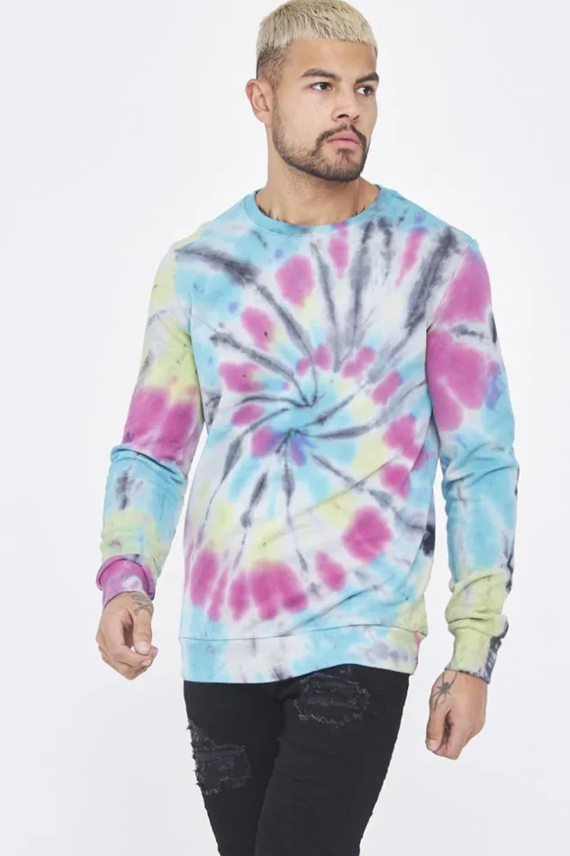 Men Multicolored Sweatshirt With Psychedelic Pattern Yellow Brentiny Paris Sweatshirts and Pullovers
