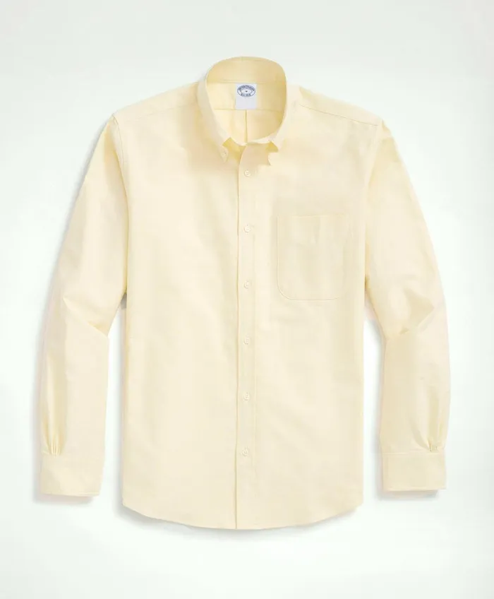 Men Original Polo ButtonDown Oxford Shirt Yellow Brooks Brothers Sport Shirts