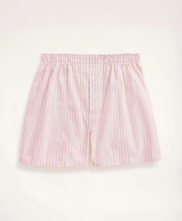 Men Oxford Stripe Boxers Orange Brooks Brothers Underwear