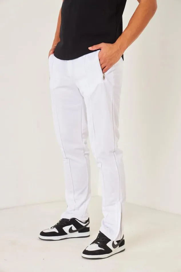 Men Pantalon De Jogging Blanc Satin Zipp Aux Chevilles White Brentiny Paris Pants Men Pantalon De Jogging Blanc Satin Zipp Aux Chevilles White Brentiny Paris Pants