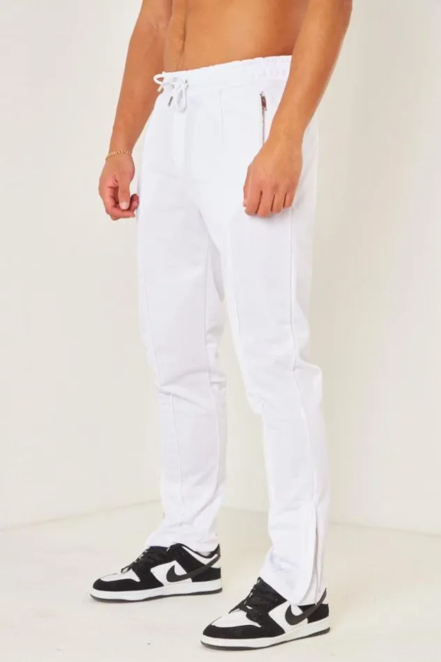 Men Pantalon De Jogging Blanc Satin Zipp Aux Chevilles White Brentiny Paris Pants Men Pantalon De Jogging Blanc Satin Zipp Aux Chevilles White Brentiny Paris Pants