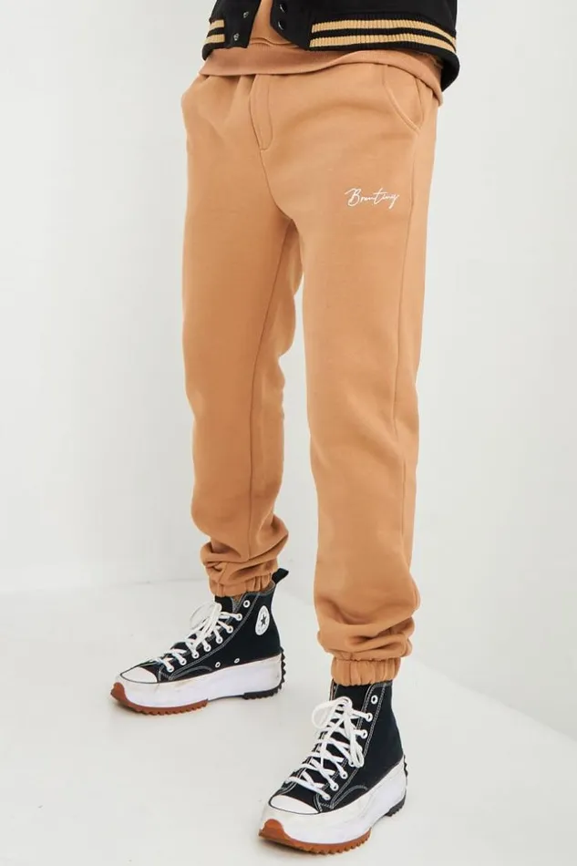 Men Pantalon De Jogging Camel Inscription Brentiny Camel Brentiny Paris Jogging Bottoms