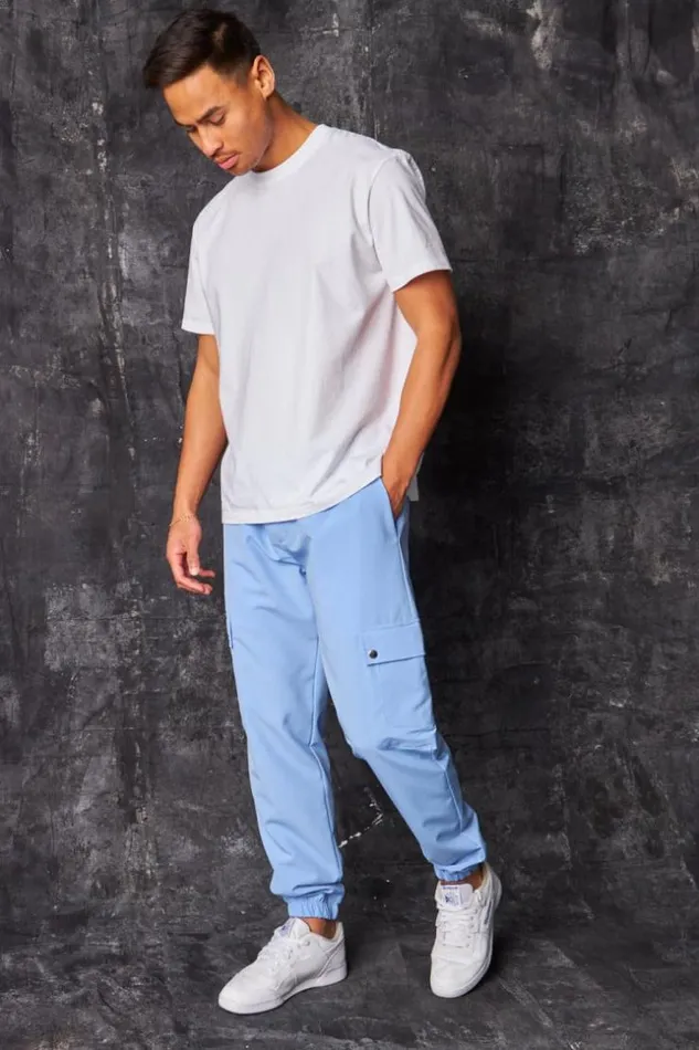 Men Pantalon De Jogging Fluide Cargo Bleu Clair Bleuclair Brentiny Paris Pants