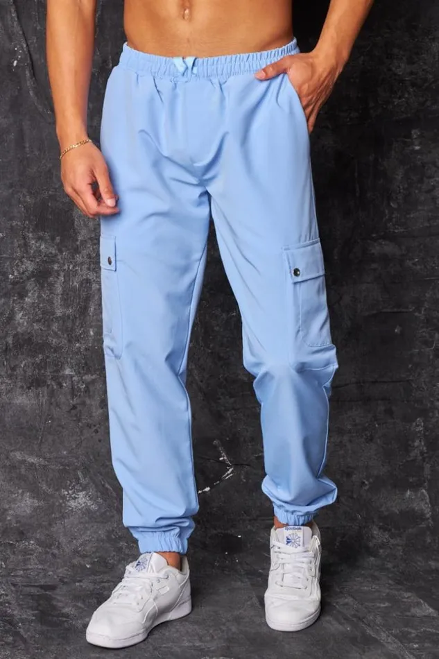 Men Pantalon De Jogging Fluide Cargo Bleu Clair Bleuclair Brentiny Paris Pants Men Pantalon De Jogging Fluide Cargo Bleu Clair Bleuclair Brentiny Paris Pants