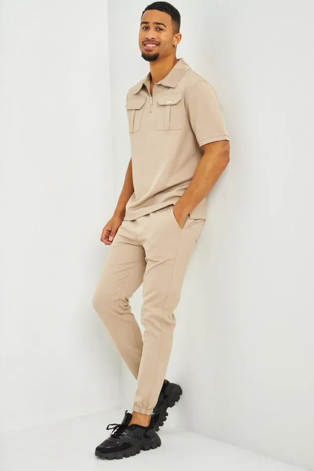 Men Pantalon De Jogging Uni Beige Beige Brentiny Paris Jogging Bottoms