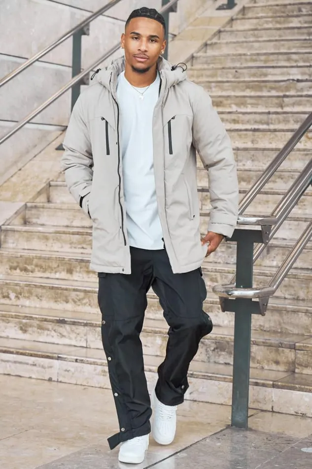 Men Parka Beige Capuche MiLongue Beige Brentiny Paris Parkas And Down Jackets
