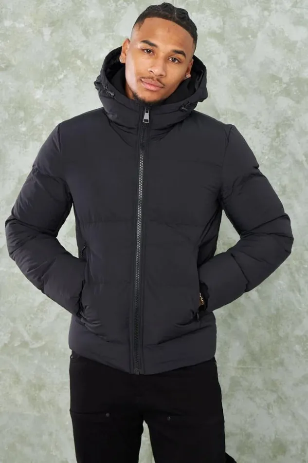 Men Parka Noire Uni Capuche Black Brentiny Paris Parkas And Down Jackets