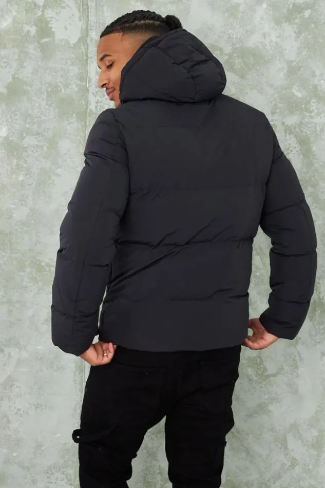 Men Parka Noire Uni Capuche Black Brentiny Paris Parkas And Down Jackets