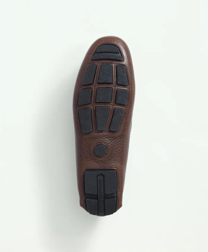 Men Pebbled Leather Driving Moccasins Brown Brooks Brothers Shoes