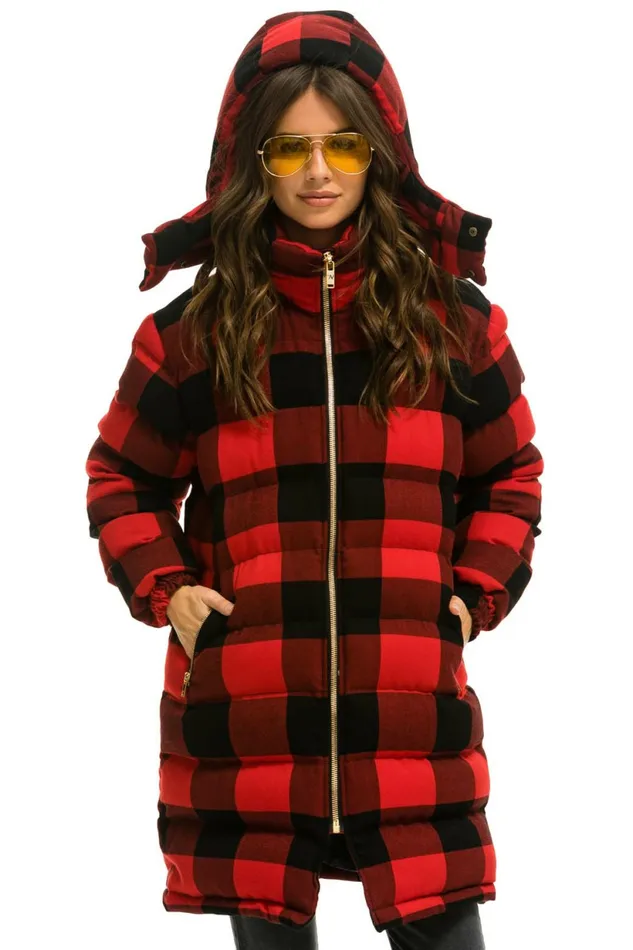 Men PLAID UNISEX LONG TREKKER JACKET 8211 BUFFALO PLAID Aviator Nation Outerwear