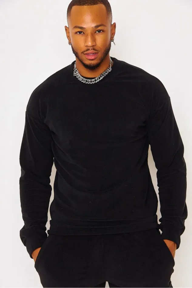 Men Polar Fleece Sweatshirt In Black Black Brentiny Paris Sweatshirts and Pullovers