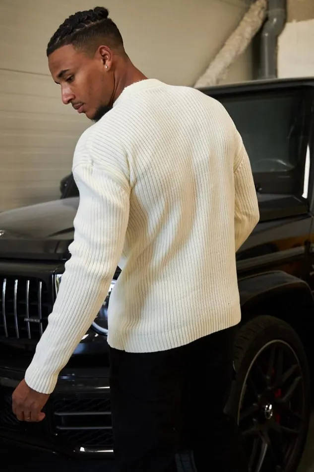 Men Pull Blanc En Maille Col Rond White Brentiny Paris Sweatshirts and Pullovers Men Pull Blanc En Maille Col Rond White Brentiny Paris Sweatshirts and Pullovers
