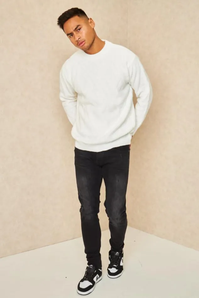 Men Pull Blanc Motif Crois Col Rond White Brentiny Paris Sweatshirts and Pullovers Men Pull Blanc Motif Crois Col Rond White Brentiny Paris Sweatshirts and Pullovers