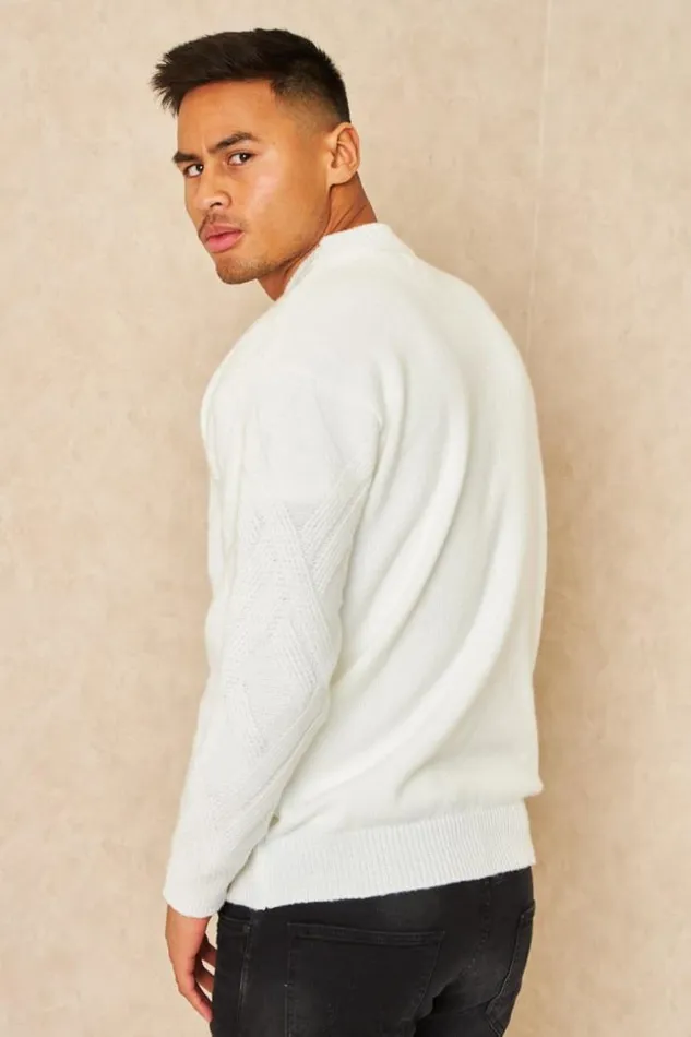 Men Pull Blanc Motif Crois Col Rond White Brentiny Paris Sweatshirts and Pullovers Men Pull Blanc Motif Crois Col Rond White Brentiny Paris Sweatshirts and Pullovers