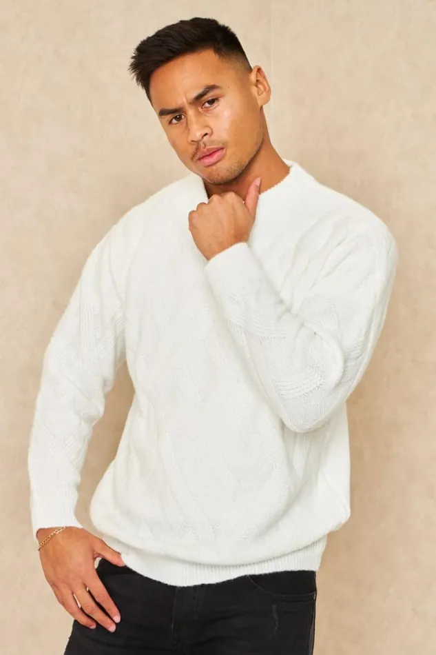 Men Pull Blanc Motif Crois Col Rond White Brentiny Paris Sweatshirts and Pullovers Men Pull Blanc Motif Crois Col Rond White Brentiny Paris Sweatshirts and Pullovers