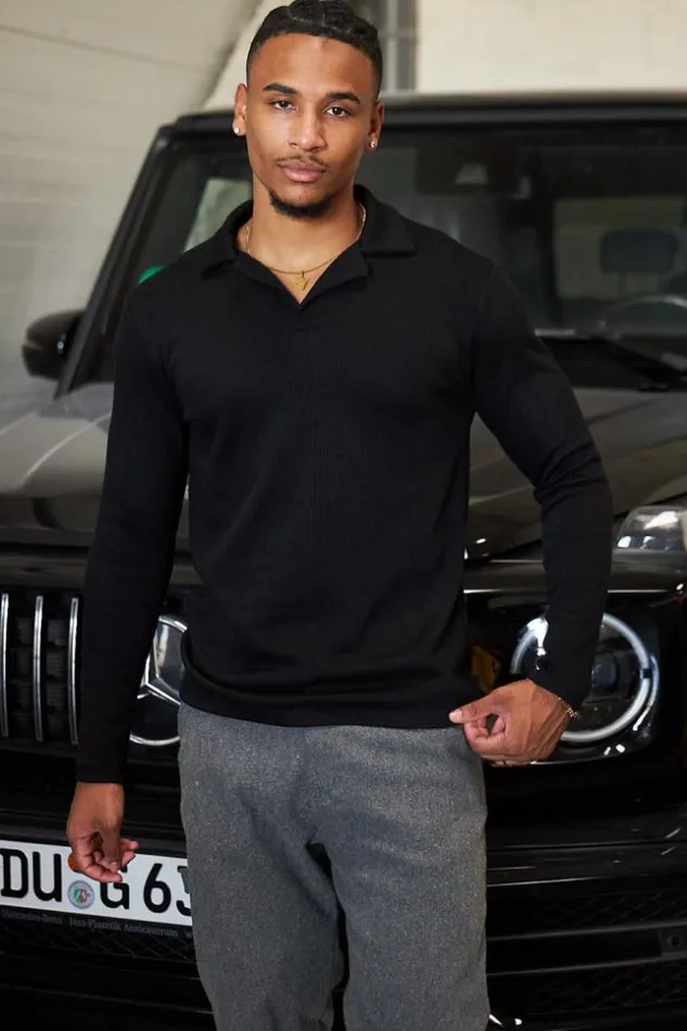 Men Pull Col V Noir Ctel Black Brentiny Paris Sweatshirts and Pullovers