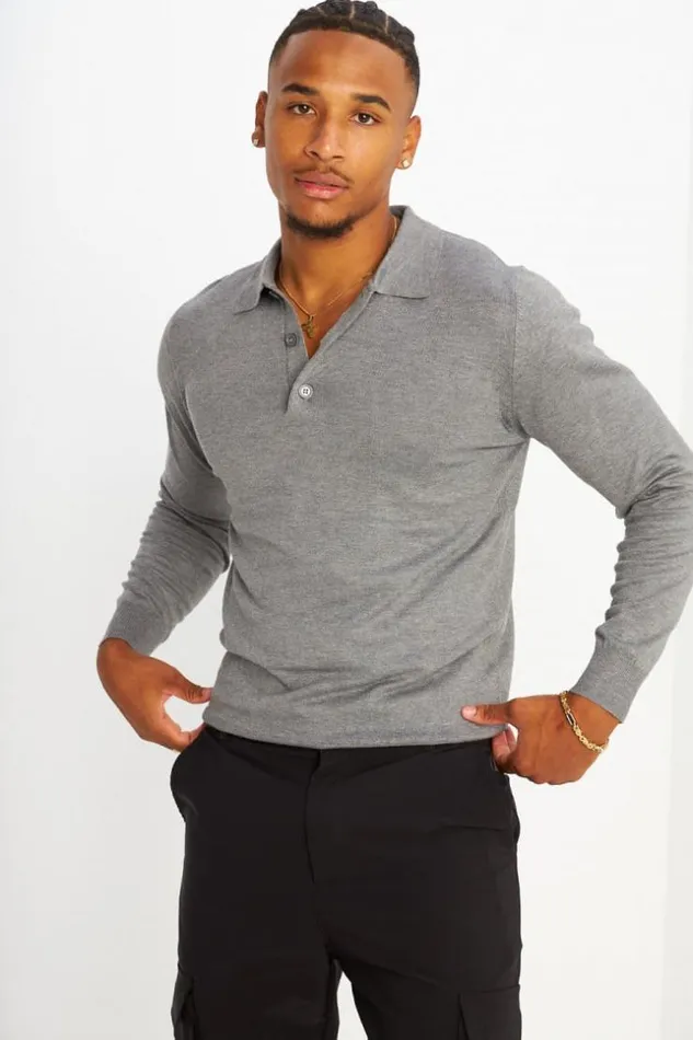 Men Pull Lger Gris Boutons Grey Brentiny Paris Sweatshirts and Pullovers