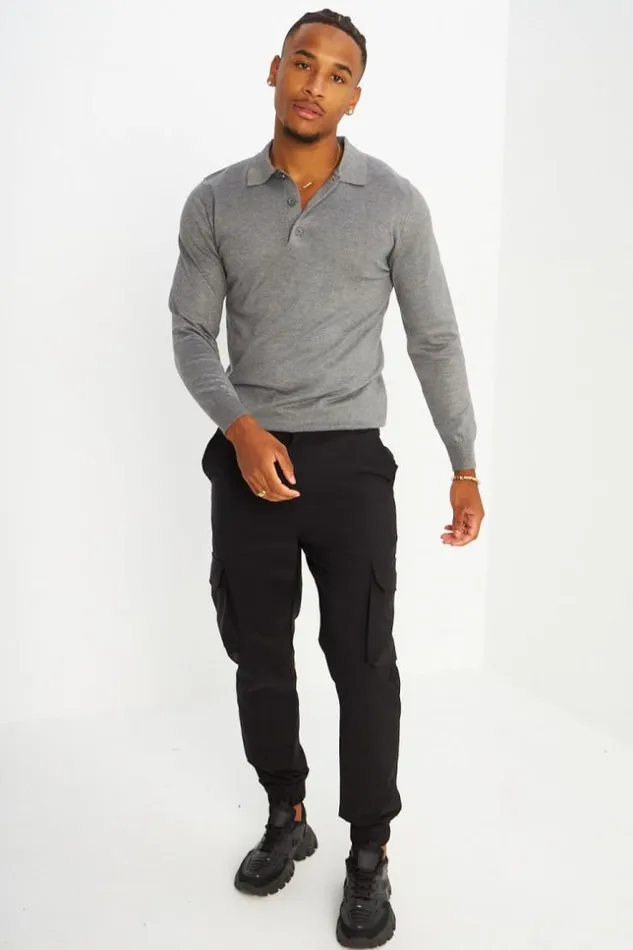 Men Pull Lger Gris Boutons Grey Brentiny Paris Sweatshirts and Pullovers