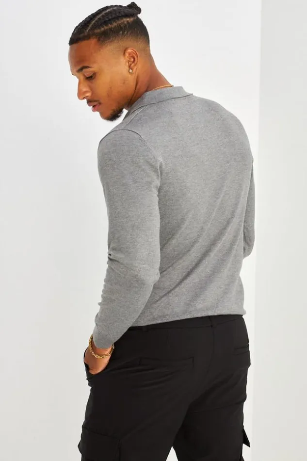 Men Pull Lger Gris Boutons Grey Brentiny Paris Sweatshirts and Pullovers
