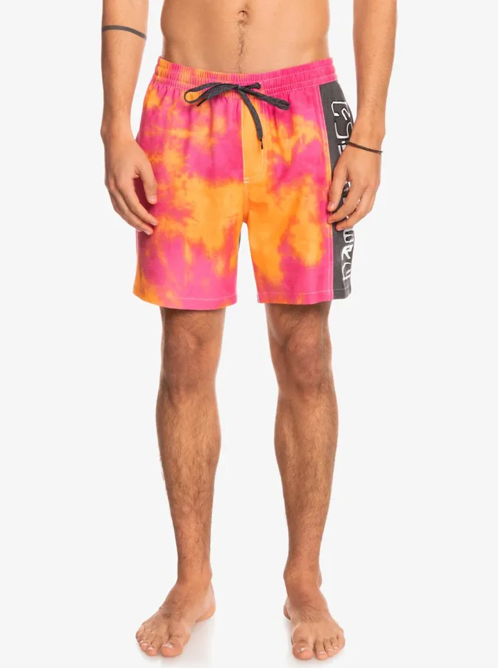 Men Quiksilver Boardshorts Acid Wash 17034 Volleys Shocking Pink