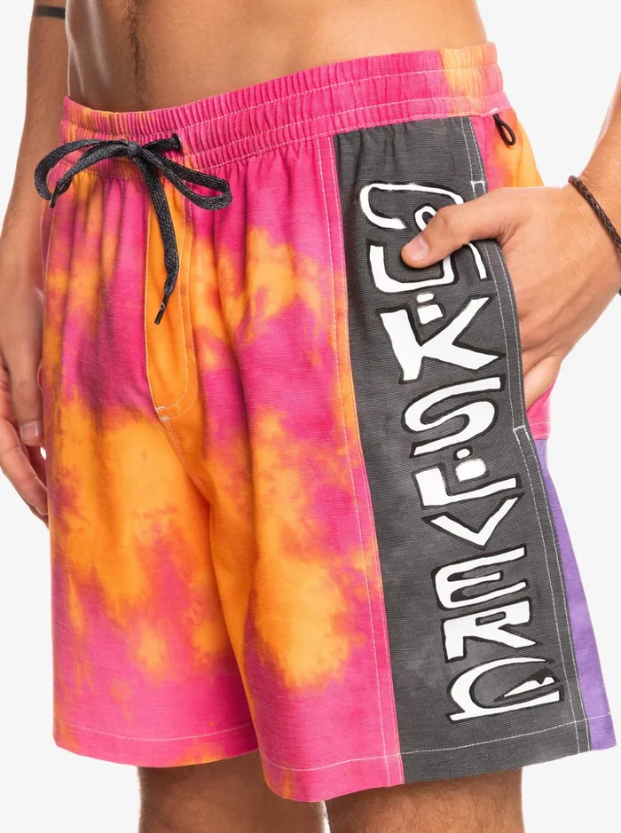 Men Quiksilver Boardshorts Acid Wash 17034 Volleys Shocking Pink