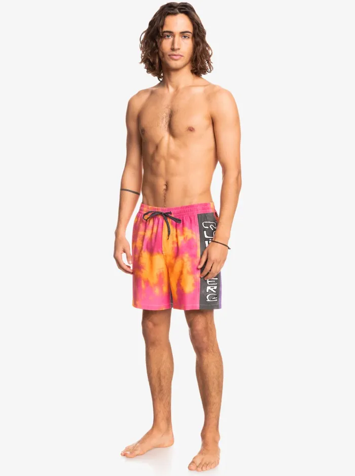 Men Quiksilver Boardshorts Acid Wash 17034 Volleys Shocking Pink