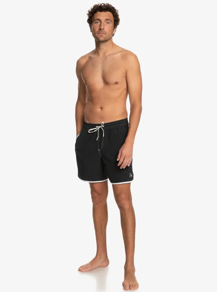 Men Quiksilver Boardshorts Original Scallop 17034 Volleys Black Men Quiksilver Boardshorts Original Scallop 17034 Volleys Black