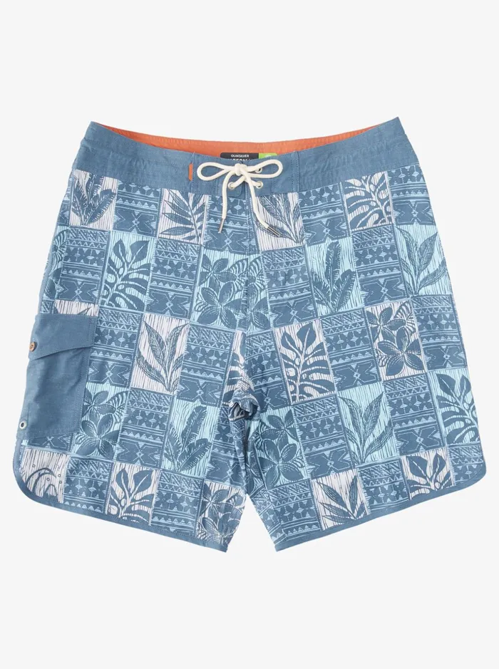 Men Quiksilver Boardshorts Waterman Leaf Boxes Scallop 20034 Boardshorts Ensign Blue Leafs Bs