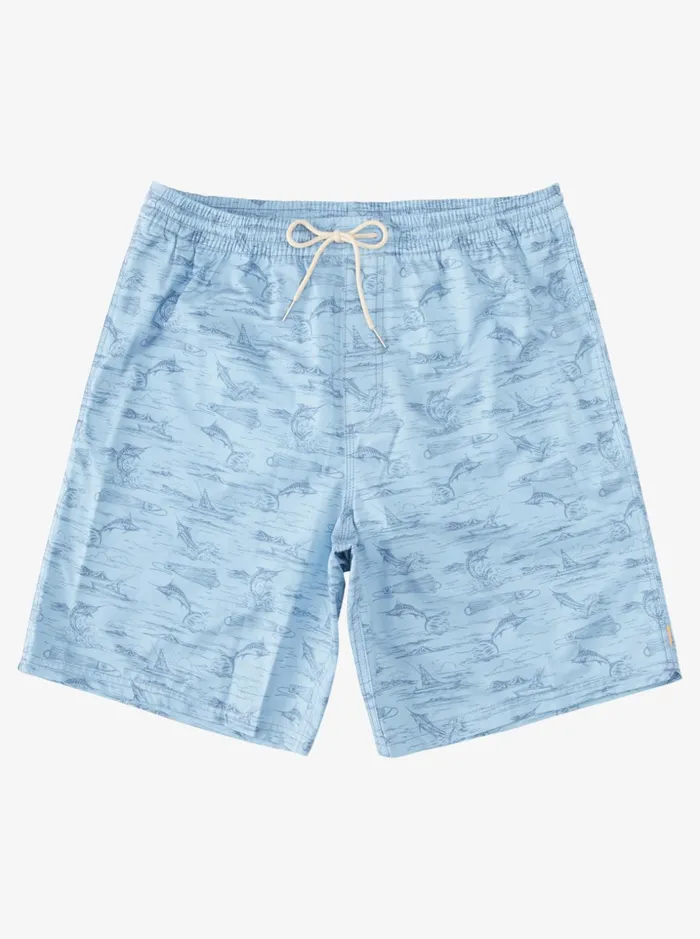 Men Quiksilver Boardshorts Waterman Marlin Jig 17034 Volleys Dusk Blue Marlin Vy