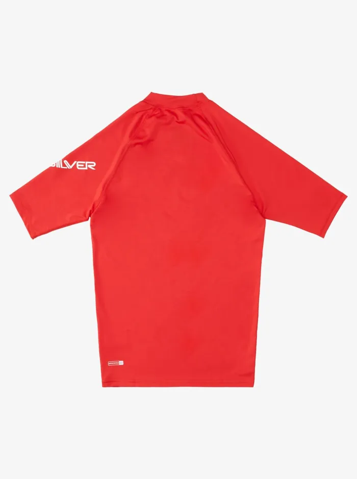 Men Quiksilver Rashguards All Time Short Sleeve UPF 50 Rashguard Quik Red