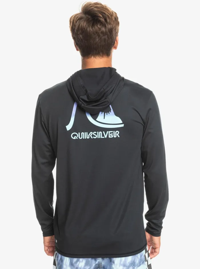 Men Quiksilver Rashguards Dredge Hooded Long Sleeve UPF 50 Surf Tee Black Heather Men Quiksilver Rashguards Dredge Hooded Long Sleeve UPF 50 Surf Tee Black Heather