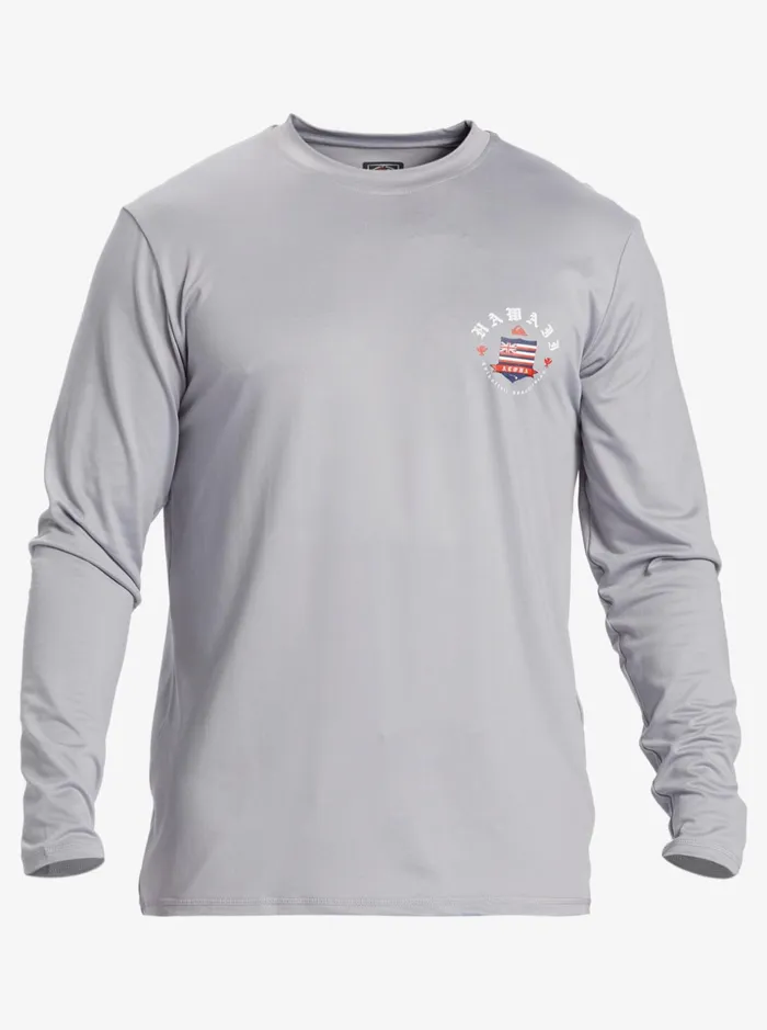 Men Quiksilver Rashguards Hawaii Royalty UPF 50 Long Sleeve Surf Tee Sleet