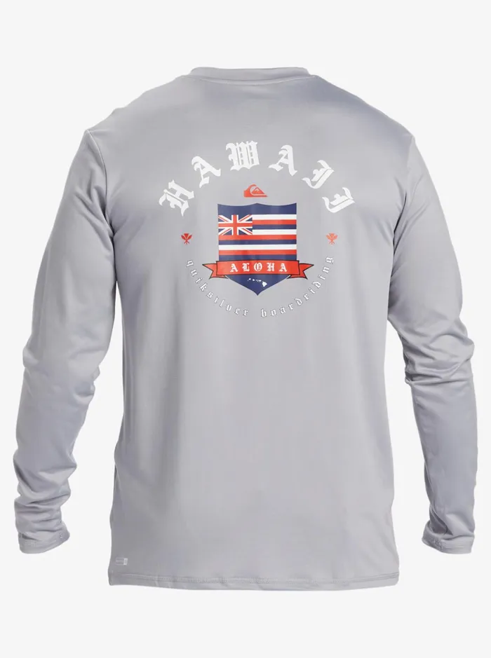 Men Quiksilver Rashguards Hawaii Royalty UPF 50 Long Sleeve Surf Tee Sleet Men Quiksilver Rashguards Hawaii Royalty UPF 50 Long Sleeve Surf Tee Sleet