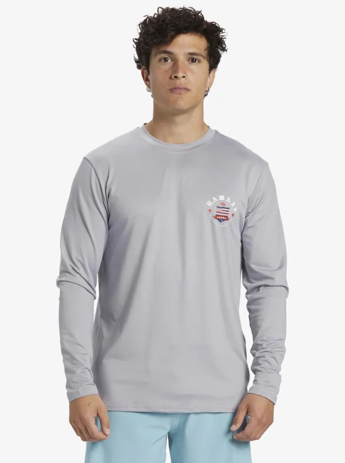 Men Quiksilver Rashguards Hawaii Royalty UPF 50 Long Sleeve Surf Tee Sleet Men Quiksilver Rashguards Hawaii Royalty UPF 50 Long Sleeve Surf Tee Sleet