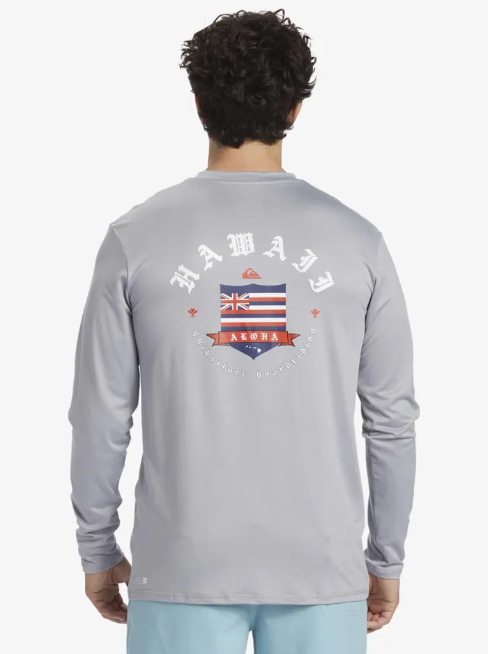Men Quiksilver Rashguards Hawaii Royalty UPF 50 Long Sleeve Surf Tee Sleet Men Quiksilver Rashguards Hawaii Royalty UPF 50 Long Sleeve Surf Tee Sleet