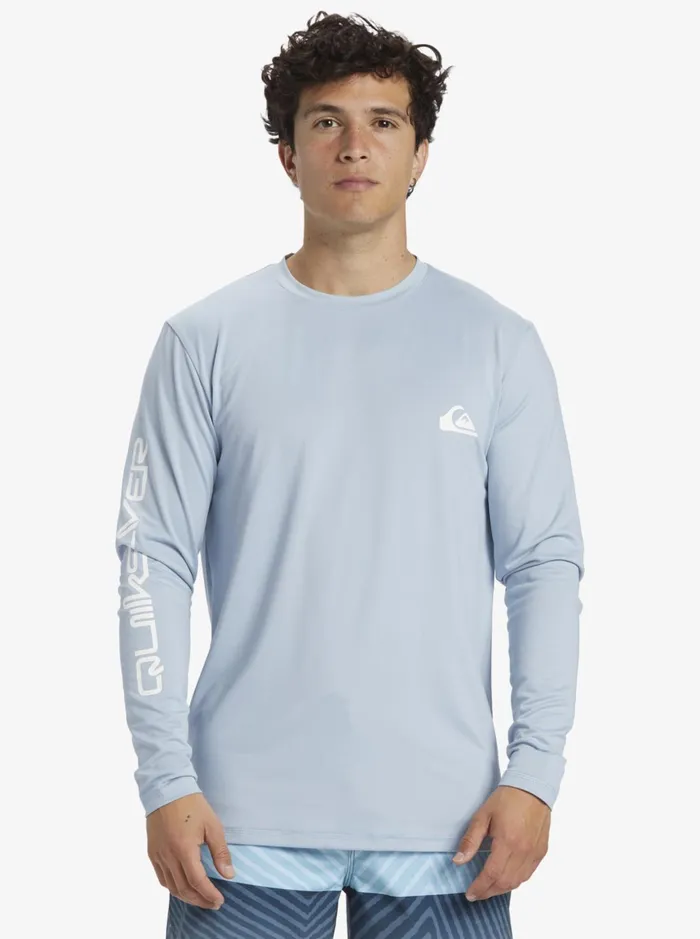 Men Quiksilver Rashguards Omni Session Long Sleeve Upf 50 Surf TShirt Celestial Blue