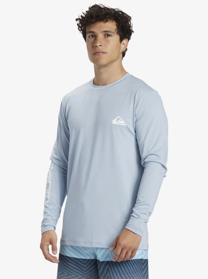 Men Quiksilver Rashguards Omni Session Long Sleeve Upf 50 Surf TShirt Celestial Blue