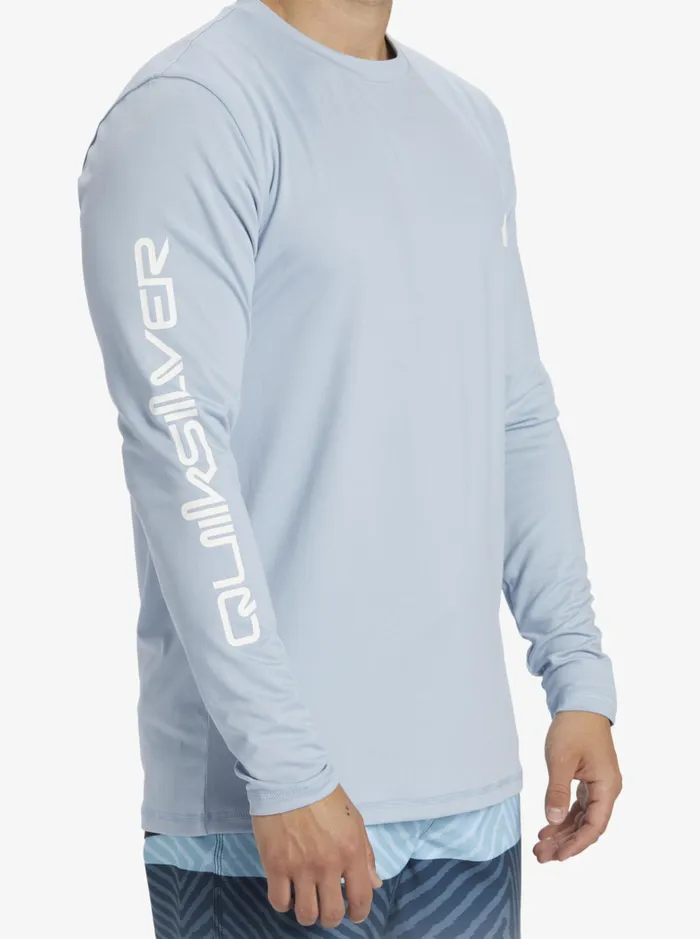 Men Quiksilver Rashguards Omni Session Long Sleeve Upf 50 Surf TShirt Celestial Blue