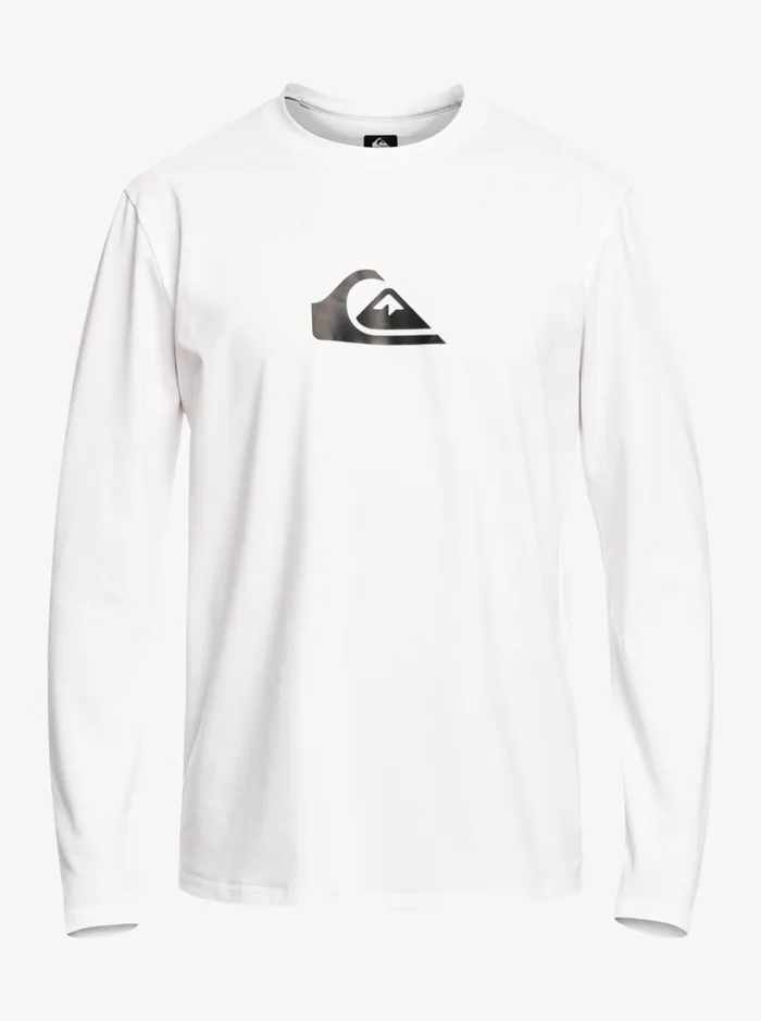 Men Quiksilver Rashguards Solid Streak Long Sleeve UPF 50 Surf Tee White