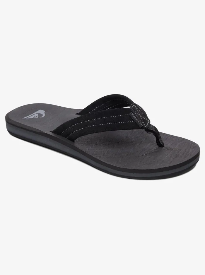 Men Quiksilver Sandals Carver Suede Leather Sandals Solid Black
