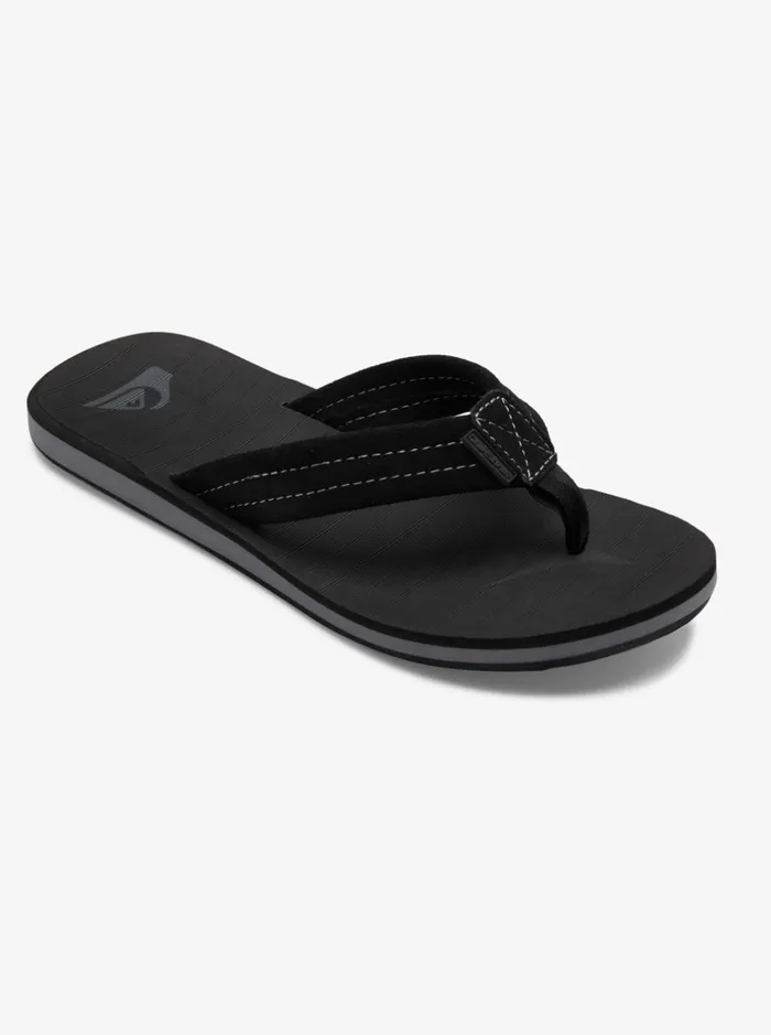 Men Quiksilver Sandals Carver Suede Leather Sandals Solid Black Men Quiksilver Sandals Carver Suede Leather Sandals Solid Black