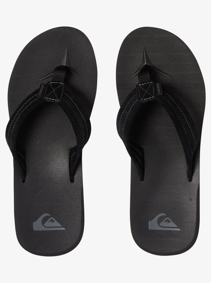 Men Quiksilver Sandals Carver Suede Leather Sandals Solid Black Men Quiksilver Sandals Carver Suede Leather Sandals Solid Black