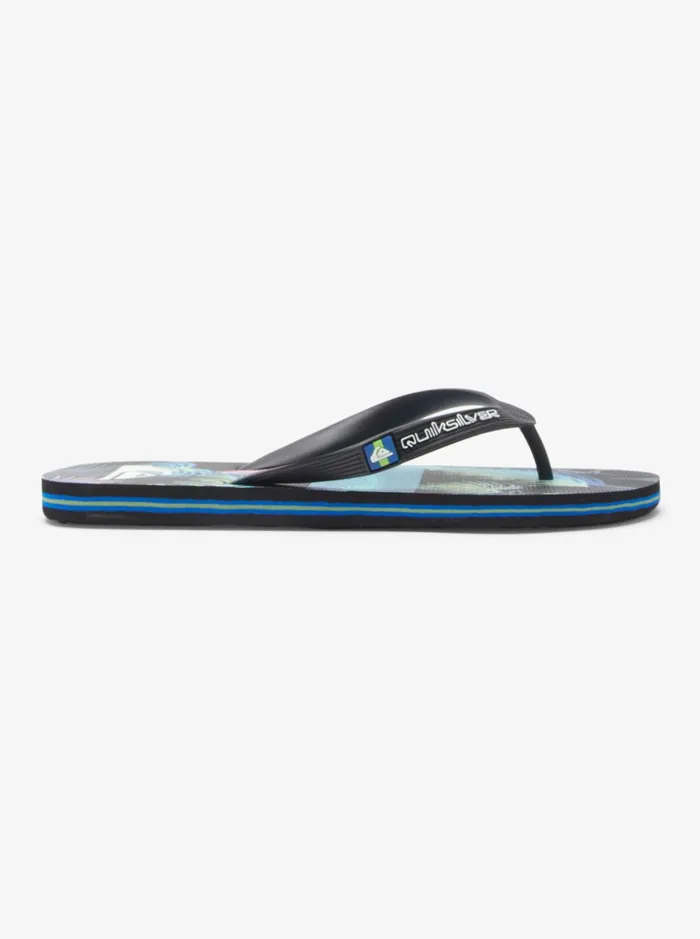 Men Quiksilver Sandals Molokai Art FlipFlops Blackblackblue