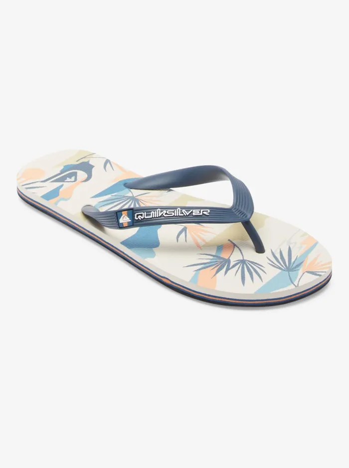 Men Quiksilver Sandals Molokai Art FlipFlops Blackwhiteblue