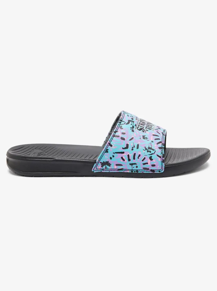 Men Quiksilver Sandals Quiksilver X Stranger Things Lenora Hills Bright Coast Slide Sandals Black 1 Men Quiksilver Sandals Quiksilver X Stranger Things Lenora Hills Bright Coast Slide Sandals Black 1